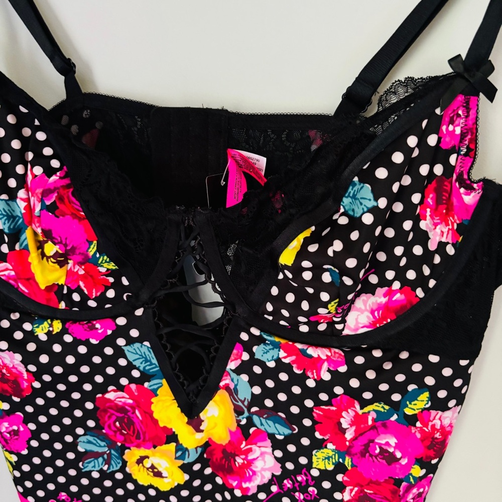 Torrid Betsey Johnson Floral Polka Bodysuit Lingerie NWT Size 2X - Picture 4 of 7